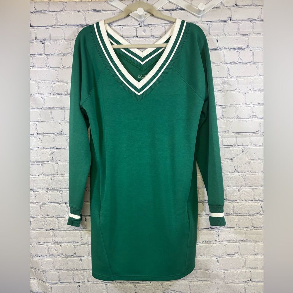 Offline by Aerie Island Pine Chill Up V-neck Preppy Varsity Knit Mini Dress L